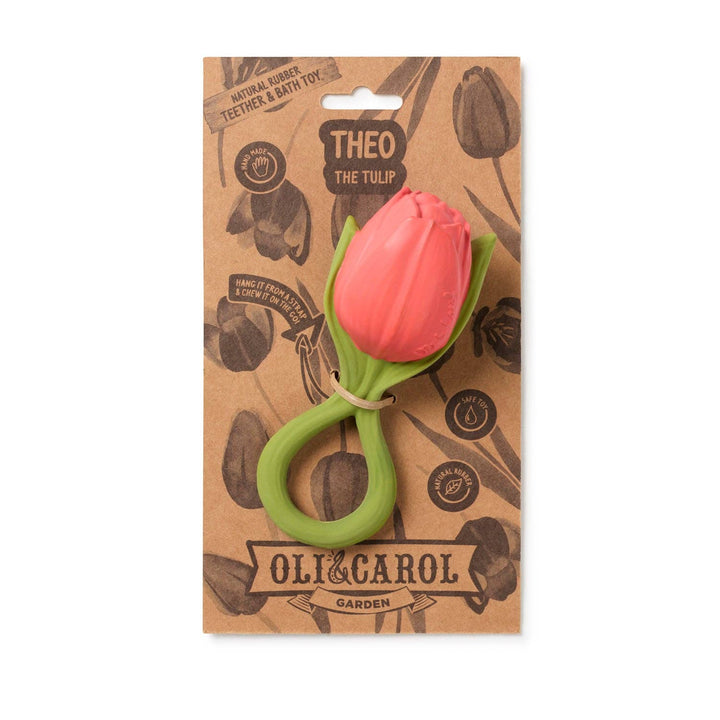 Theo the Tulip - Natural Rubber Baby Teether & Bath Toy