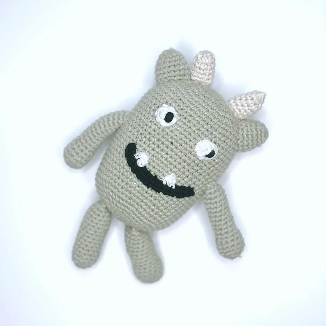 Quirky Monster Rattle - Light Teal