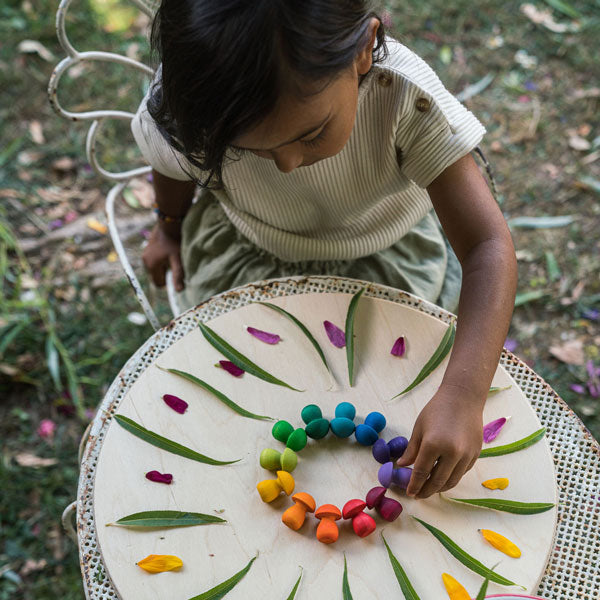 Wooden Rainbow Mandala Mushrooms