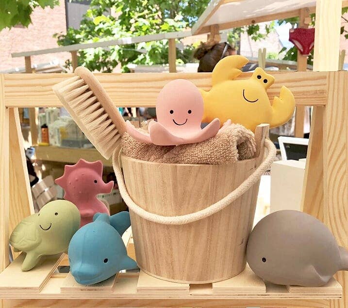 Turtle Natural Organic Rubber Teether, Rattle &amp; Bath Toy