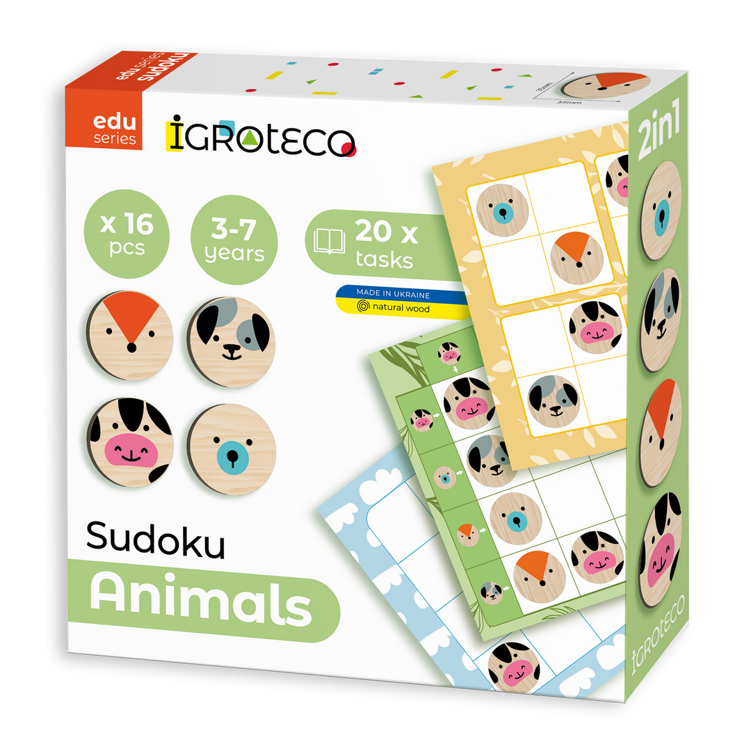 Wooden game SUDOKU Animals 16 pcs