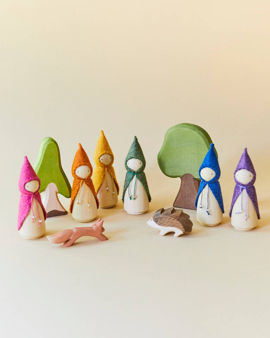 Wooden Gnome Set of 6 - Rainbow