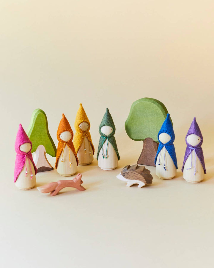 Wooden Gnome Set of 6 - Rainbow