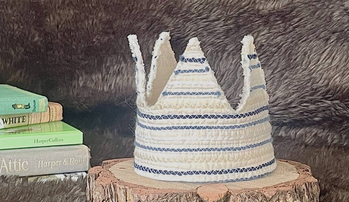 Blue Striped Cotton Quilted Crown
