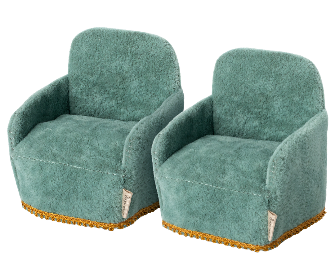 Maileg Mouse Set of 2 Aqua Chairs