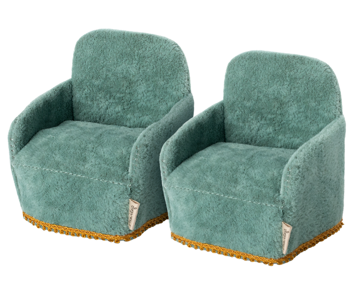 Maileg Mouse Set of 2 Aqua Chairs