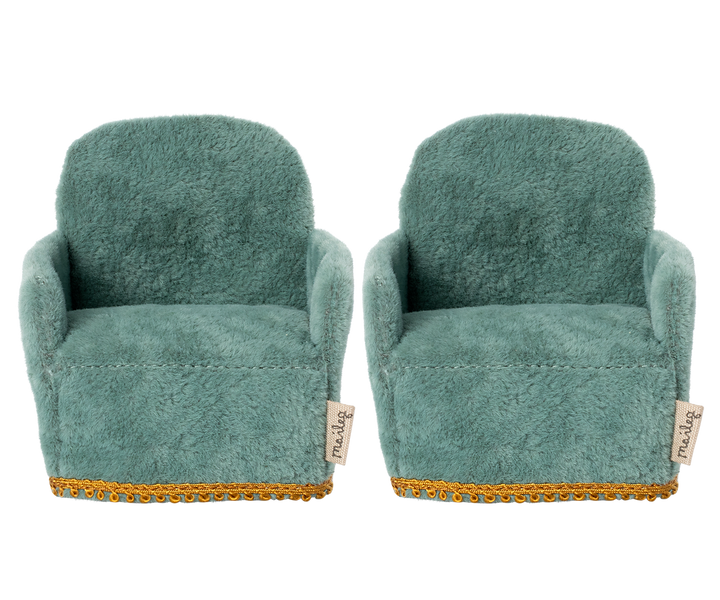 Maileg Mouse Set of 2 Aqua Chairs