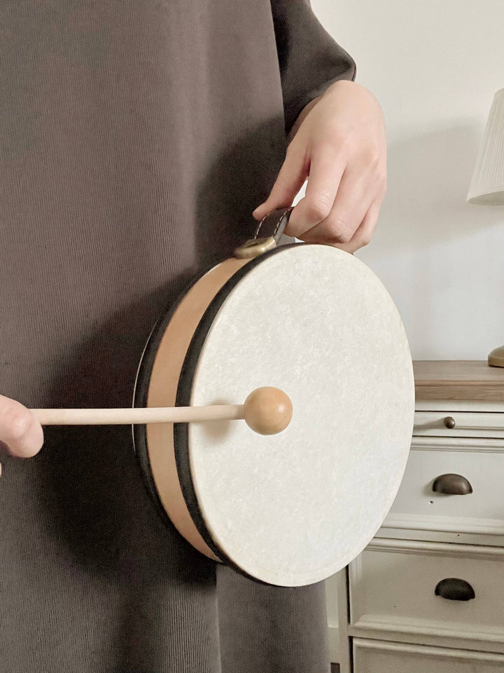 Drum with Handle Wooden Musical Instrument