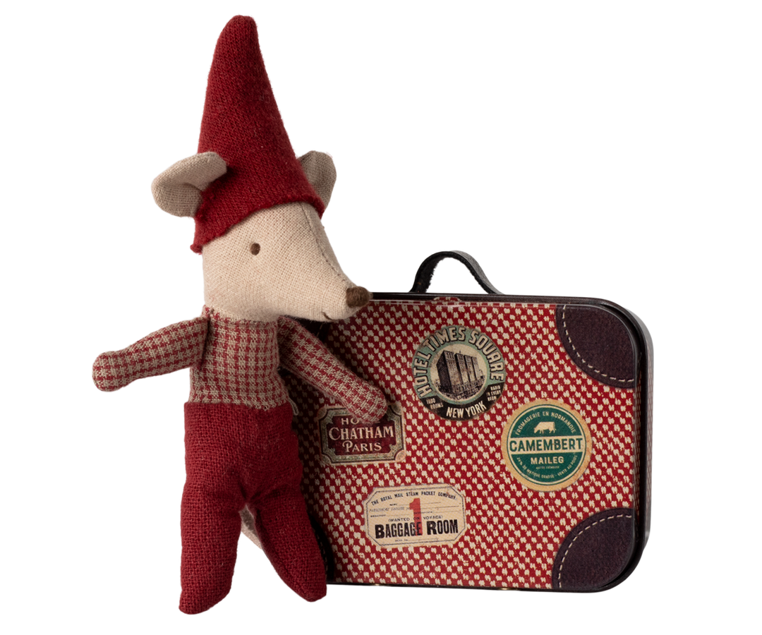Christmas Mouse Baby in Suitcase - Maileg