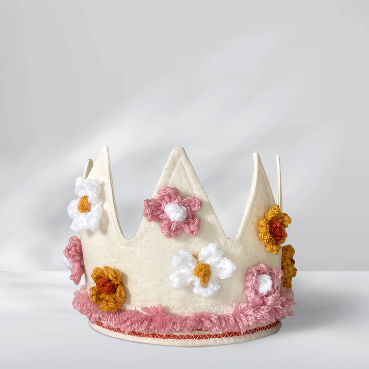 Boho Flower Fabric Birthday Crown