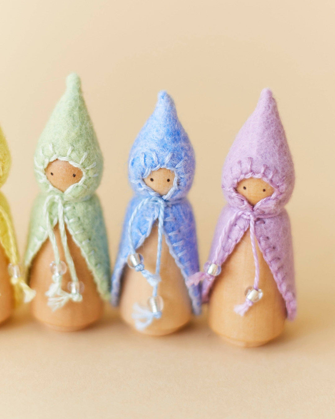 Wooden Gnome Set - Mini Pastel Rainbow