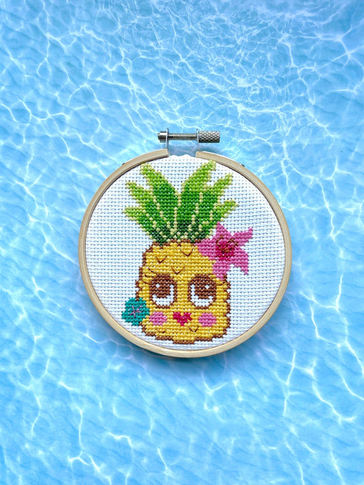 Happy Kawaii Pineapple by Fluff Counted Cross Stitch Kit