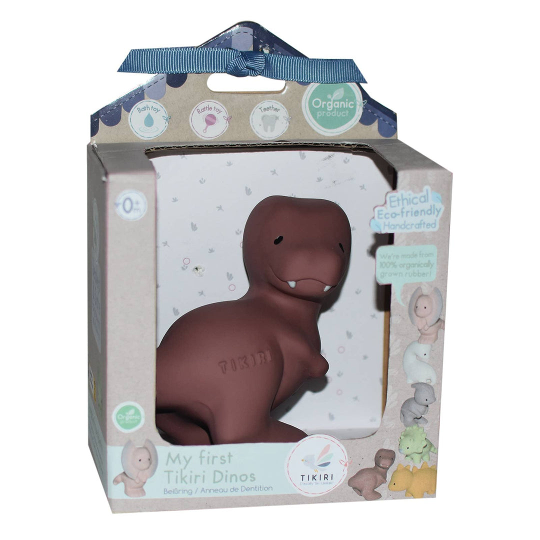 T-Rex Natural Rubber Teether, Rattle &amp; Bath Toy