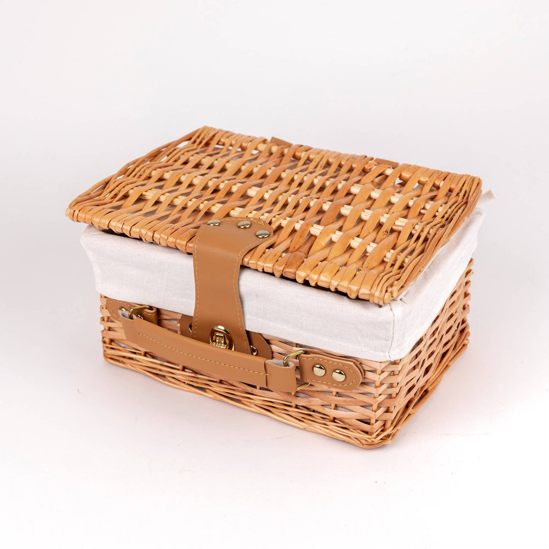 Forest Tin Tea Set In a Wicker Case