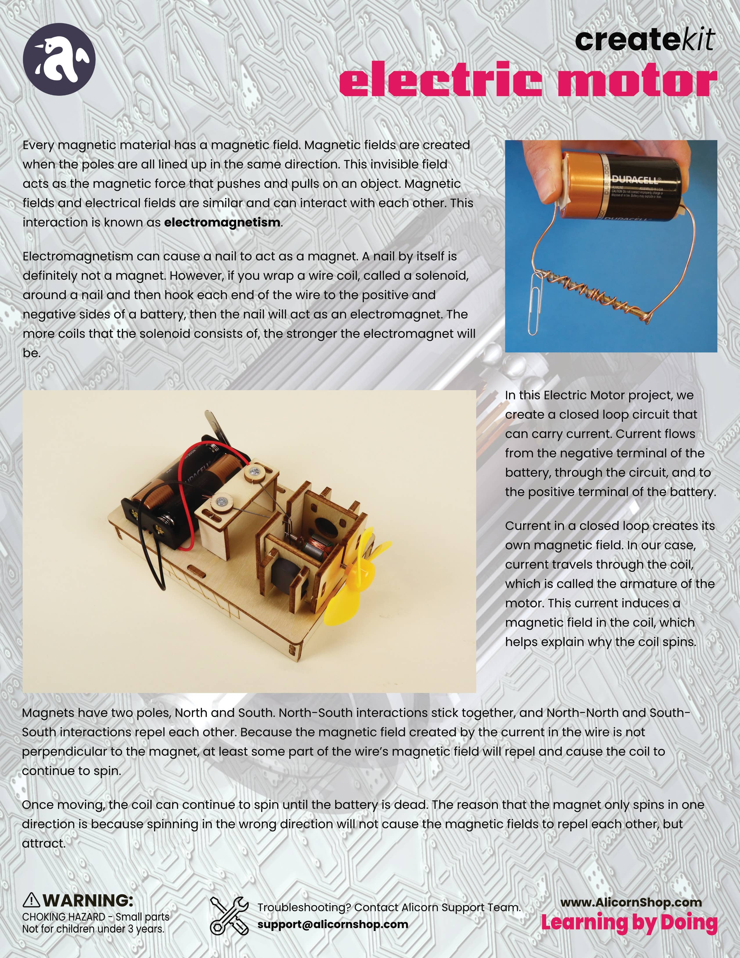 Electric Motor DIY Kit, Educational STEM Toy for Kids