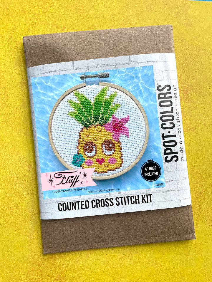 Happy Kawaii Pineapple by Fluff Counted Cross Stitch Kit