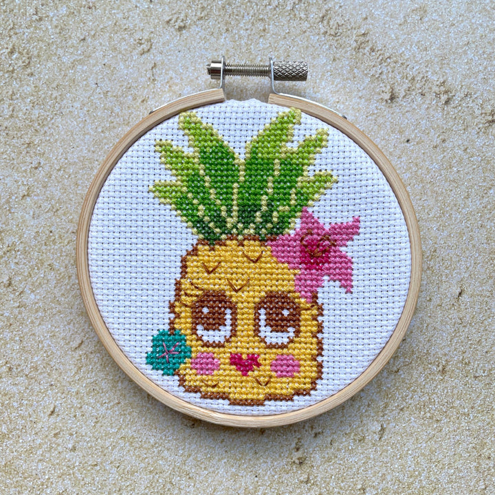 Happy Kawaii Pineapple by Fluff Counted Cross Stitch Kit