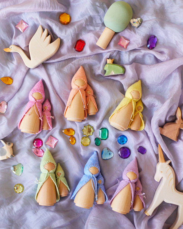 Wooden Gnome Set of 6 - Pastel Rainbow