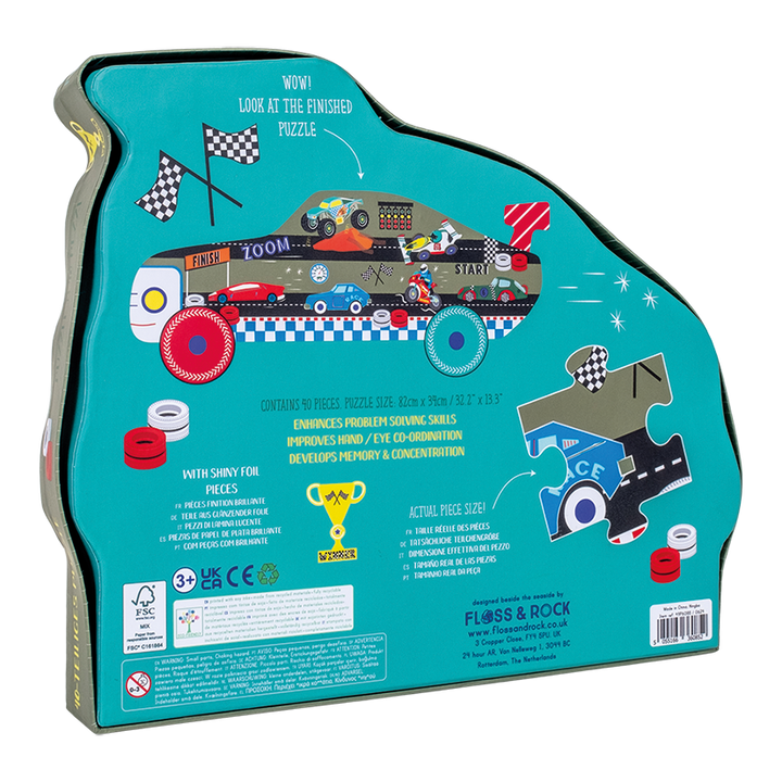 Racing Car Shaped Puzzle in Shaped Box - 40 pieces