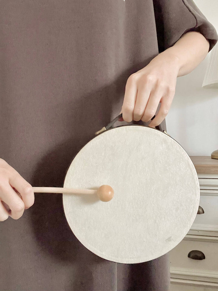 Drum with Handle Wooden Musical Instrument