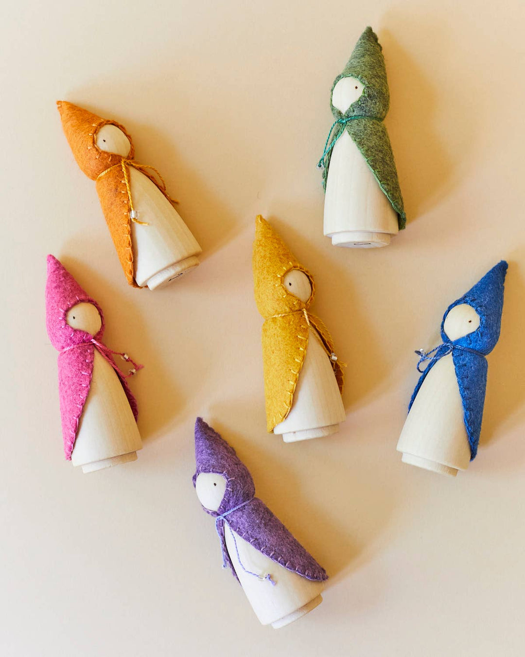Wooden Gnome Set of 6 - Rainbow