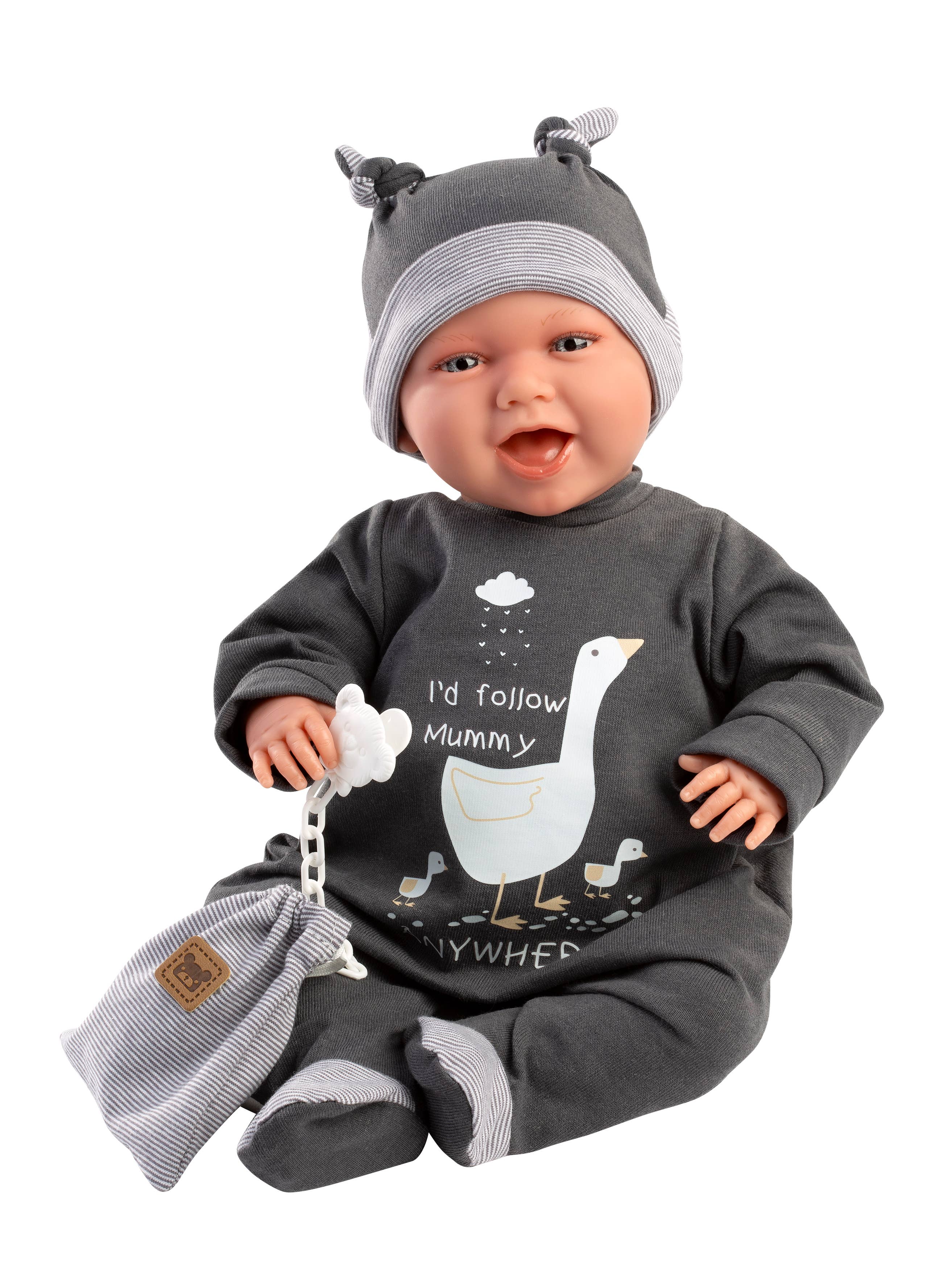 16.5" Soft Body Laughing Newborn Doll Luis with Bag