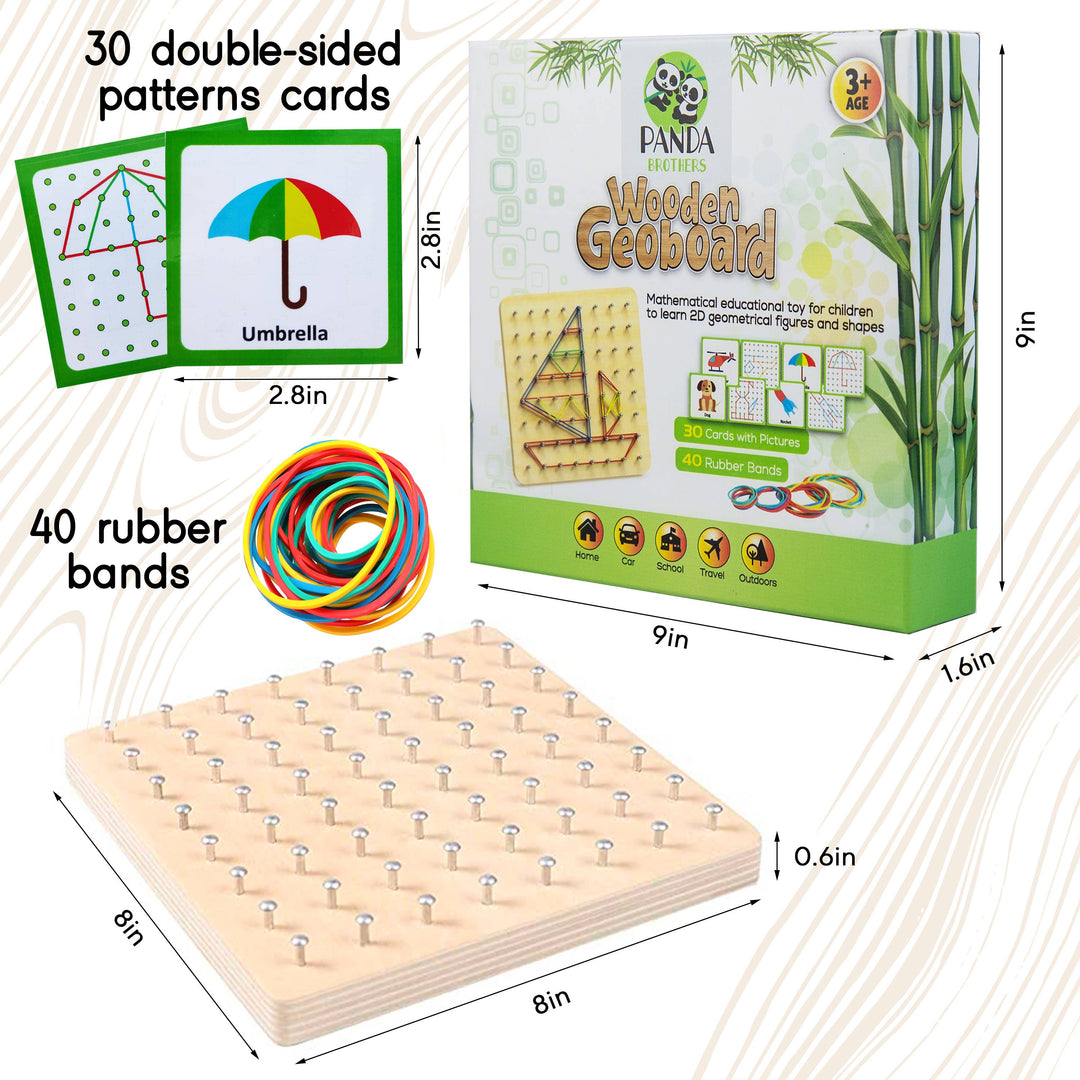Wooden Geoboard with Rubber Bands