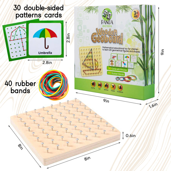 Wooden Geoboard with Rubber Bands