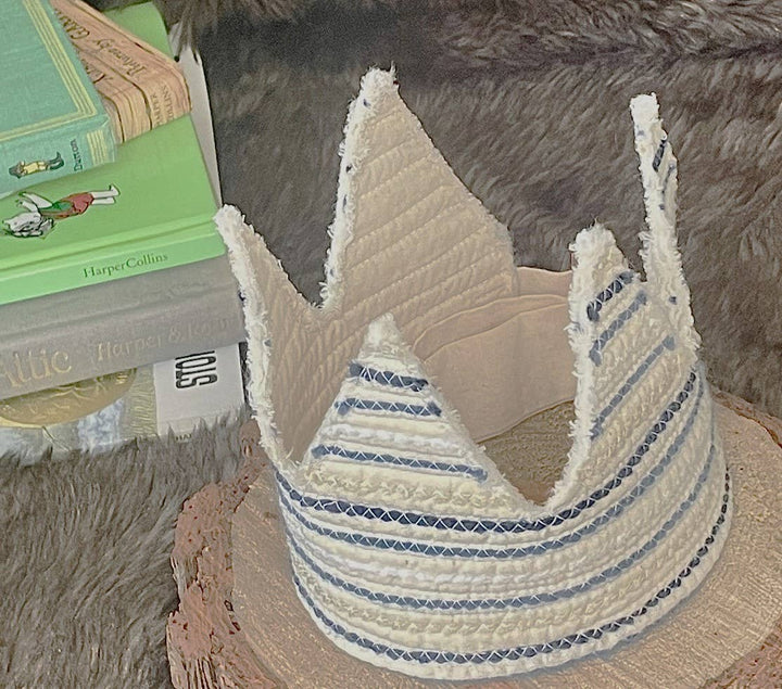 Blue Striped Cotton Quilted Crown