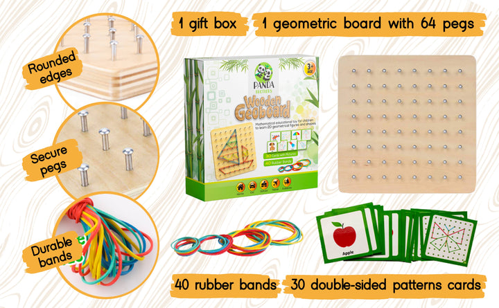 Wooden Geoboard with Rubber Bands