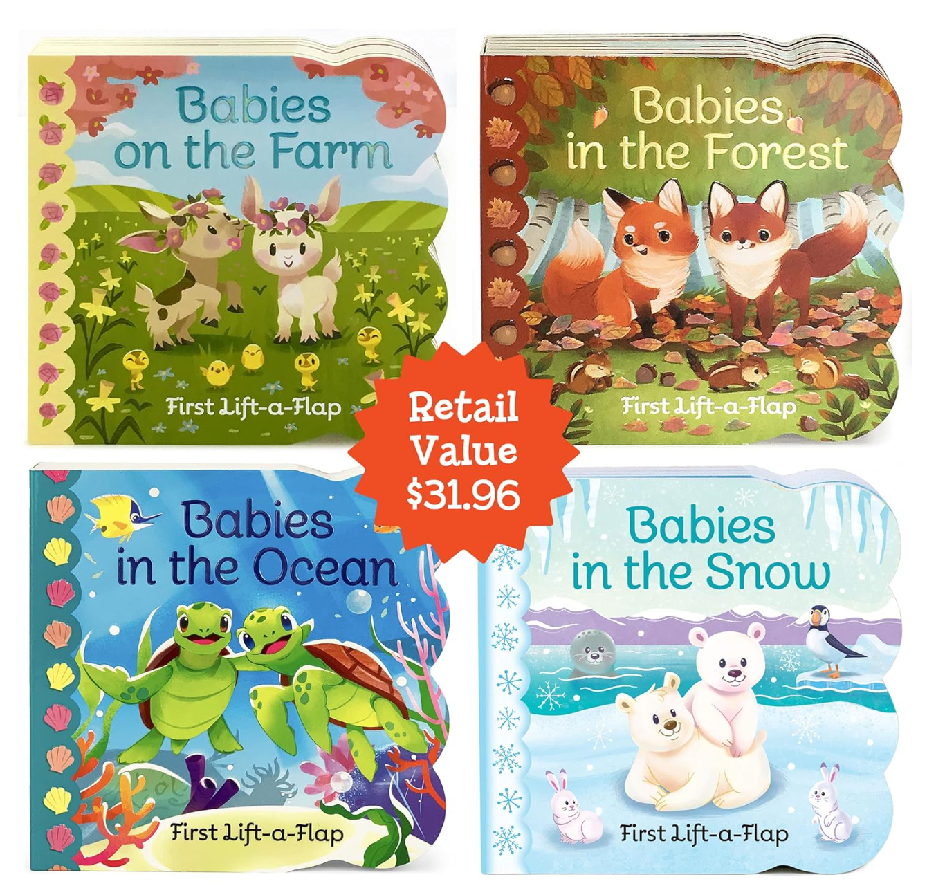 Animal Babies Lift-a-Flap 4-Book Gift Set