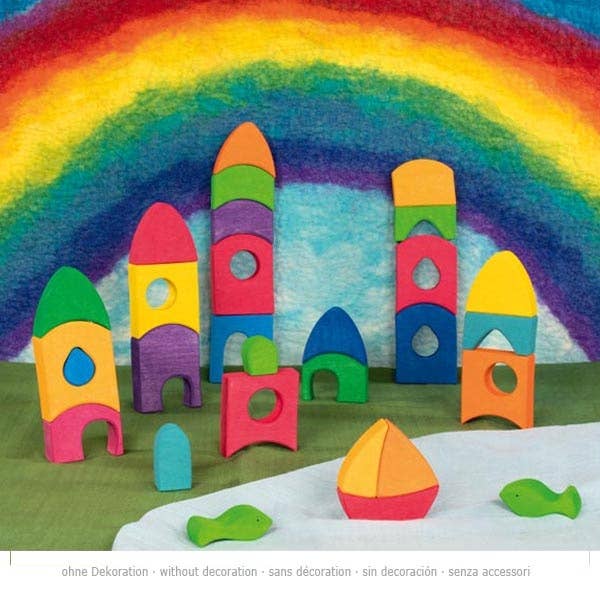 goki evolution Wooden Building Set – Morgana Color Village