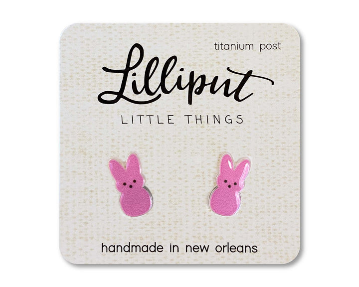 Marshmallow Easter Bunny Earrings // Easter Earrings: Pink