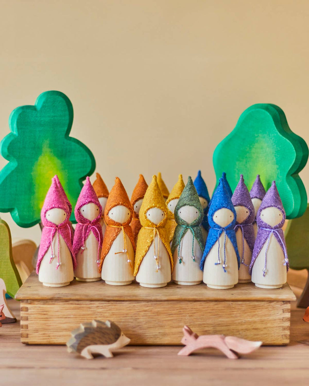 Wooden Gnome Set of 6 - Rainbow