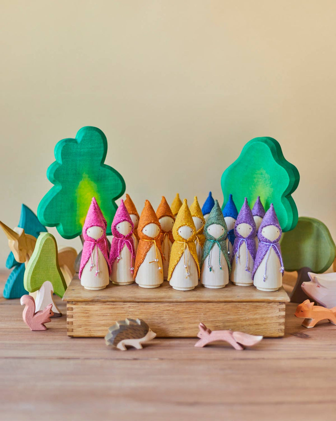 Wooden Gnome Set of 6 - Rainbow
