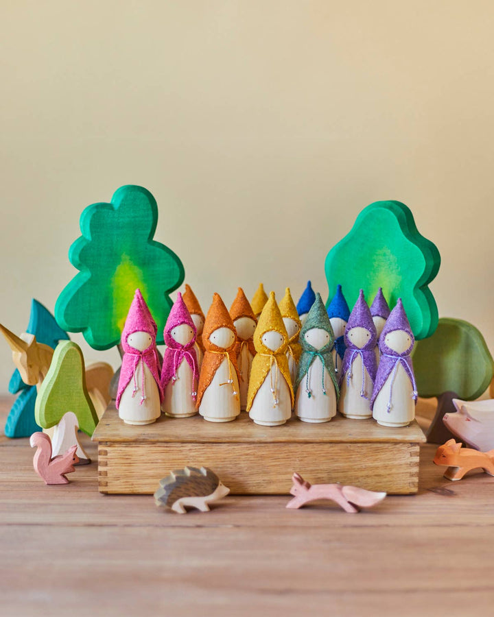 Wooden Gnome Set of 6 - Rainbow