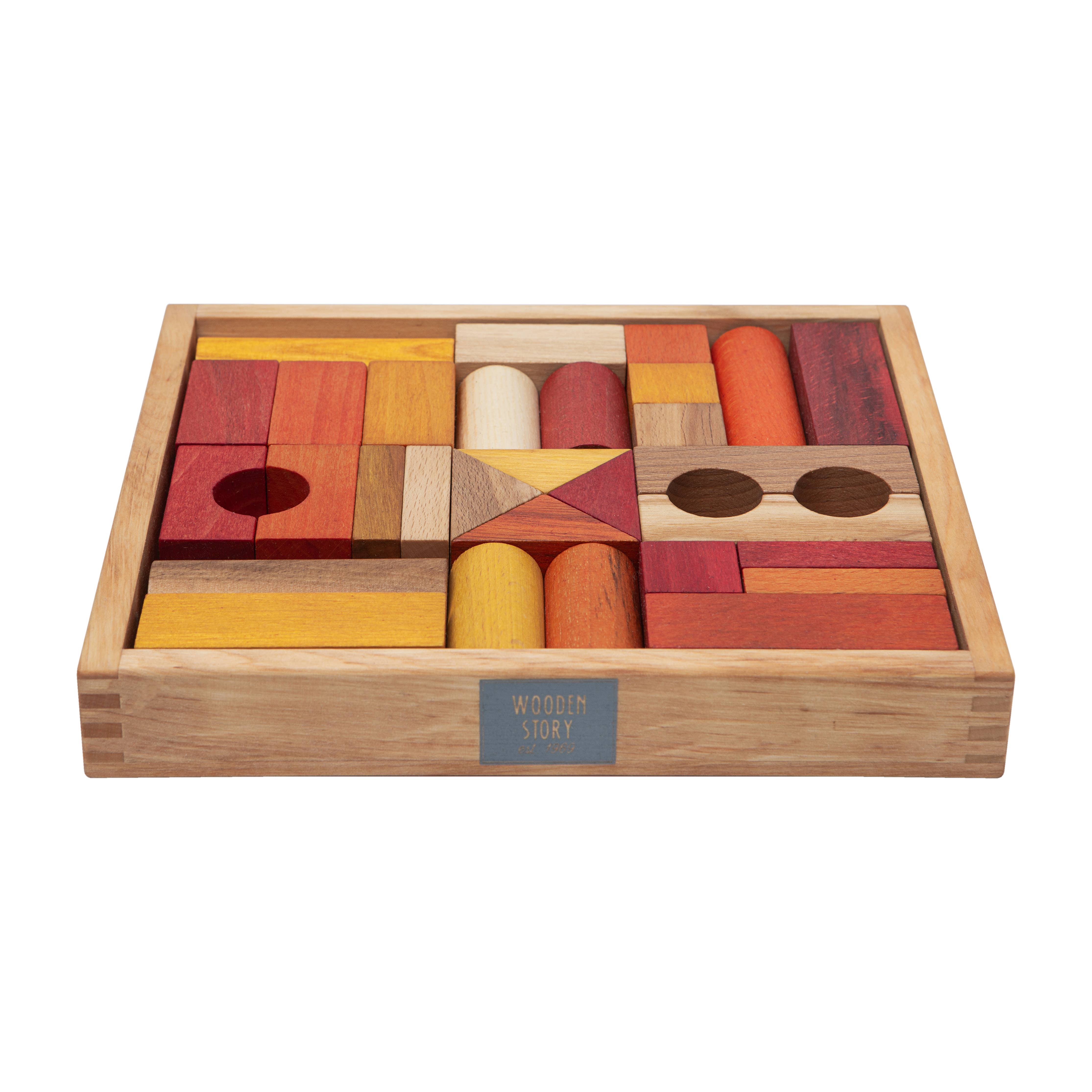 Wooden Blocks in tray 30 pcs, Warm