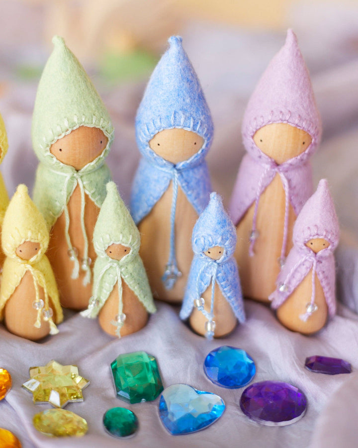 Wooden Gnome Set - Mini Pastel Rainbow