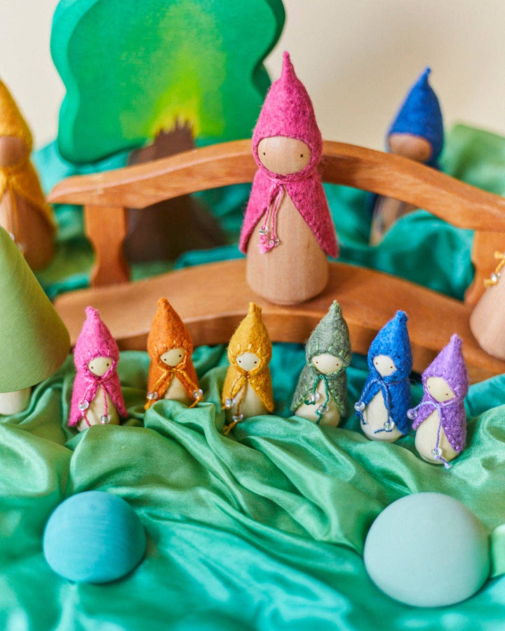 Wooden Gnome Set of 6 - Mini Rainbow