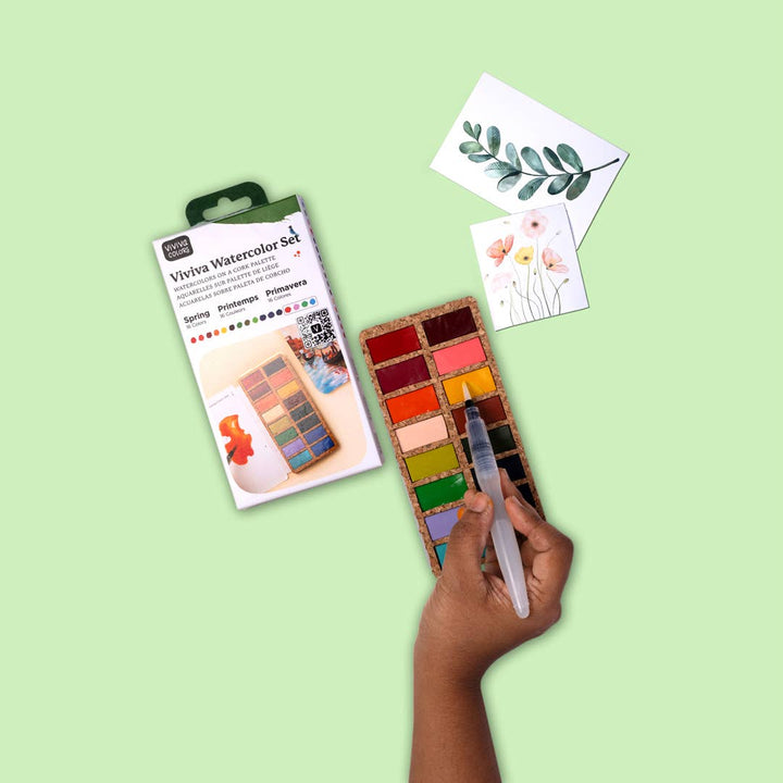 Spring Watercolor Pans Set - 16 Watercolors