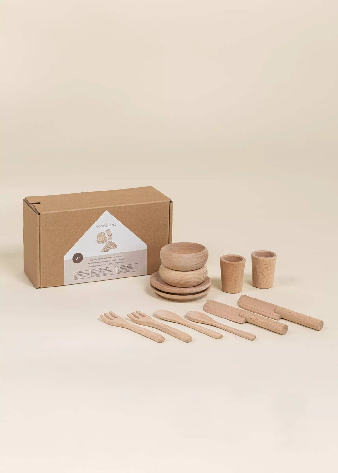 Wooden Dinnerware Playset, 12 pieces