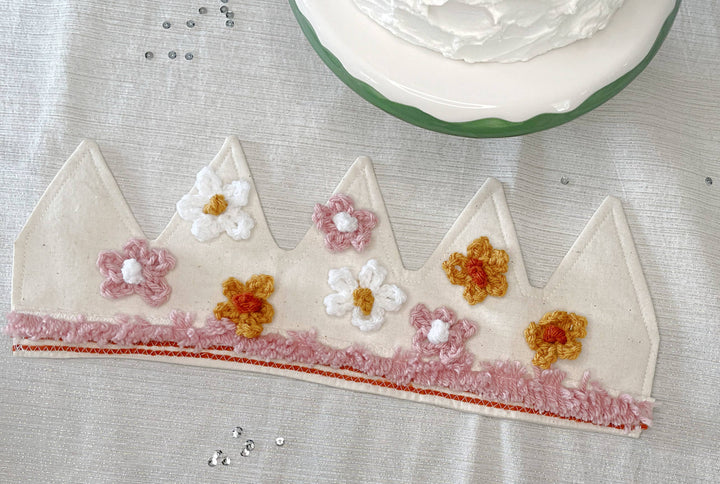Boho Flower Fabric Birthday Crown