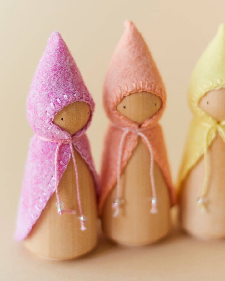Wooden Gnome Set of 6 - Pastel Rainbow