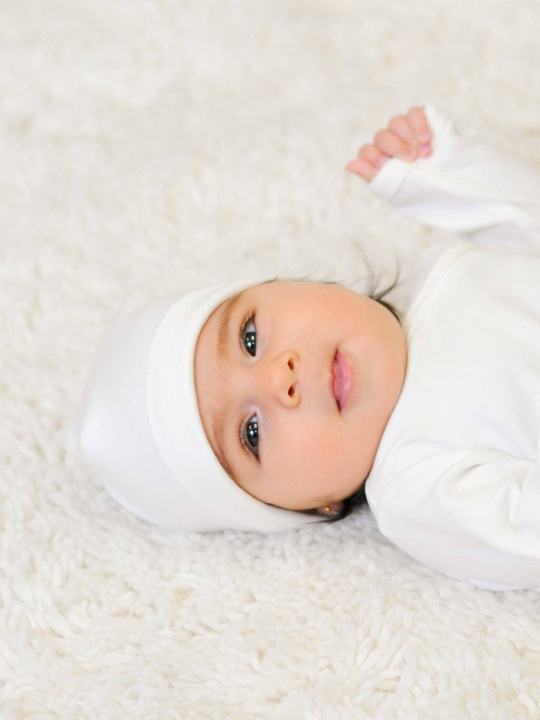 Organic Cotton Baby Beanie – White