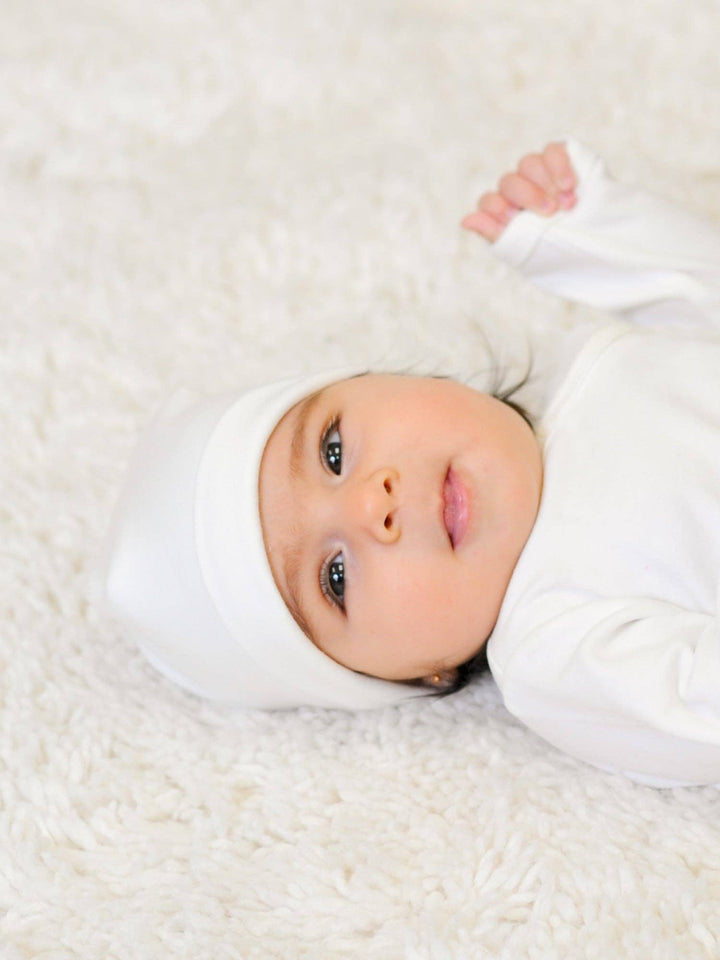 Organic Cotton Baby Beanie – White
