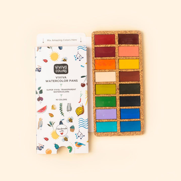 Spring Watercolor Pans Set - 16 Watercolors