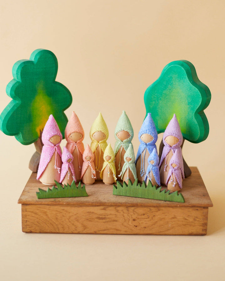 Wooden Gnome Set - Mini Pastel Rainbow