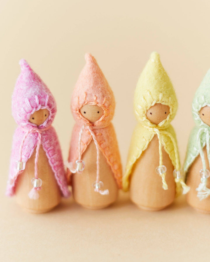 Wooden Gnome Set - Mini Pastel Rainbow