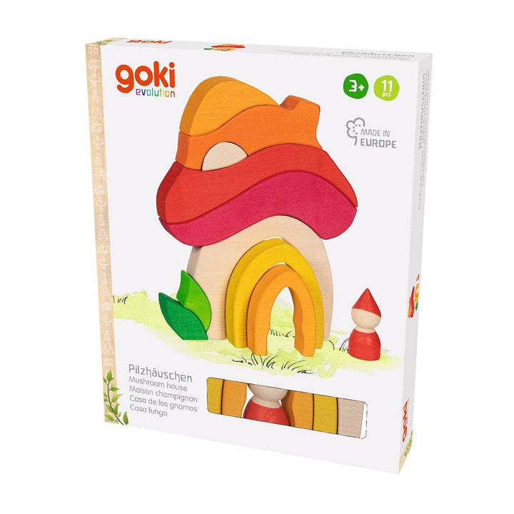Wooden Building Set – Mushroom House by Goki Evolution