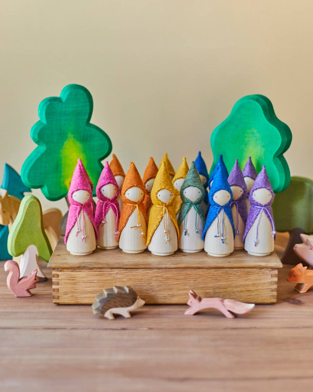 Wooden Gnome Set of 6 - Rainbow